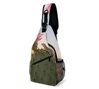 Crossbody Sling Bag Casual Backpack for Women Men Travel Chest Bag Cactus in Bloom Shoulder Bags Side Backpack Daypack for Travel Hiking Cycling