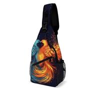 Crossbody Sling Bag Casual Backpack for Women Men Travel Chest Bag Fire And Water Phoenix Shoulder Bags Side Backpack Daypack for Travel Hiking Cycling