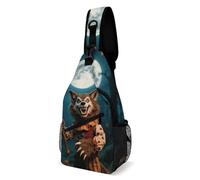 Crossbody Sling Bag Casual Backpack for Women Men Travel Chest Bag Halloween Horror Wolf Shoulder Bags Side Backpack Daypack for Travel Hiking Cycling