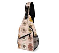 Crossbody Sling Bag Casual Backpack for Women Men Travel Chest Bag Hand Drawn Style Flowers Shoulder Bags Side Backpack Daypack for Travel Hiking Cycling