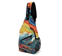 Crossbody Sling Bag Casual Backpack for Women Men Travel Chest Bag Lively Sea View Shoulder Bags Side Backpack Daypack for Travel Hiking Cycling