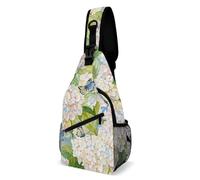 Crossbody Sling Bag Casual Backpack for Women Men Travel Chest Bag Spring Hydrangea Butterfly Shoulder Bags Side Backpack Daypack for Travel Hiking Cycling