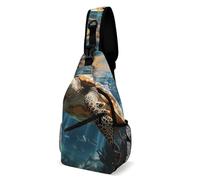 Crossbody Sling Bag Casual Backpack for Women Men Travel Chest Bag Turtle Swimming Shoulder Bags Side Backpack Daypack for Travel Hiking Cycling