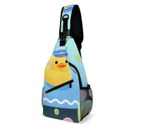 Crossbody Sling Bag Casual Backpack for Women Men Travel Chest Bag Yellow Duck And Bubble Pattern Shoulder Bags Side Backpack Daypack for Travel Hiking Cycling