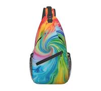 Crossbody Sling Bag Colorful Tie Dye Swirl Art Multipurpose Chest Pack Anti Theft Backpacks for Working Men Hiking