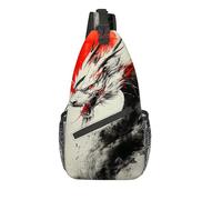 Crossbody Sling Bag Dragon Red Sun Sling Backpack Breathable Shoulder Bags Water Resistant Casual For Jogging Running 9X19X39Cm