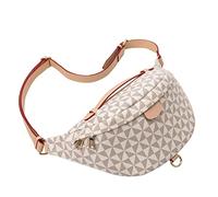 Crossbody Sling Bag for Women Fanny Pack with Adjustable Strap Large Opening Two-Way Zipper Closure Chest Trendy Checkered Belt for Daily Shopping Travel, Apricot white, 15 x 5.9 x 7.5 inches, Stylish