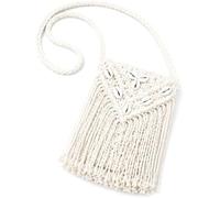 Crossbody Sling Bag for Women Handmade Macrame Phone Boho Cotton Mobile Purse Eco Friendly Fringe Festival Gift, White, 9 X 9 Inches, Modern