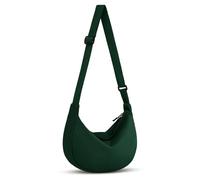 Crossbody Sling Bag for Women Men Trendy, Crescent Bag with Adjustable Strap, 2 Zippers Lightweight, Deep Green, 14x4x8.5 inches