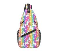Crossbody Sling Bag Horse Seas On Stripes Print Unisex Shoulder Bags Anti Theft Chest Backpack For Sports Hiking Boys 19X39Cm