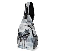 Crossbody Sling Bag Wolf Wolves By The Stream Lightweight Rucksack Unisex Sling Backpack For Sports Camping Boys 19X39Cm