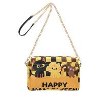 Crossbody Small Bag For Women Vegan Leather Happy Halloween Bat Black Cat Woman Cross Body Purse Zip Shoulder Handbags