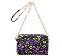 Crossbody Small Bags For Women Vegan Leather Neon Purple Pink Leopard Pattern Womens Cross Body Purse Waterproof Shoulder Bag