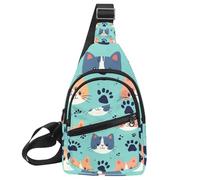 Crossbody Small Sling Bag Backpack for Women Men, Cute cat Head and paw (3) Chest Daypack Crossbody Travel Sports Hiking