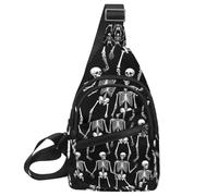 Crossbody Small Sling Bag Backpack for Women Men, Skeletons and Bones 2_20 Chest Daypack Crossbody Travel Sports Hiking