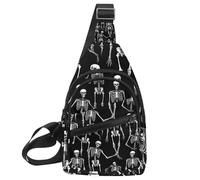 Crossbody Small Sling Bag Backpack for Women Men, Skeletons and Bones 2_5 Chest Daypack Crossbody Travel Sports Hiking