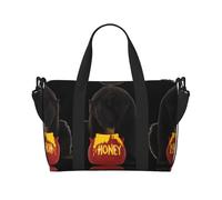Crossbody Travel Bag Bear Eats Honey Printed Tote Bag Suitable for Short Trips and Gym Workouts