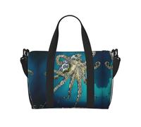 Crossbody Travel Bag Blue Ringed Octopus Printed Tote Bag Suitable for Short Trips and Gym Workouts