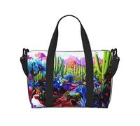 Crossbody Travel Bag Cactus Tropical Animal Fox Snake Pig Printed Tote Bag Suitable for Short Trips and Gym Workouts