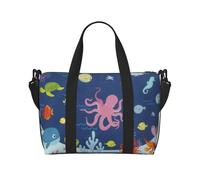 Crossbody Travel Bag Cartoon Octopus Fish Printed Tote Bag Suitable for Short Trips and Gym Workouts