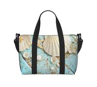 Crossbody Travel Bag Ocean Sea Beach Seashells Starfish Blue Printed Tote Bag Suitable for Short Trips and Gym Workouts