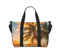Crossbody Travel Bag Tropical Beach Palm Tree Sunset Printed Tote Bag Suitable for Short Trips and Gym Workouts