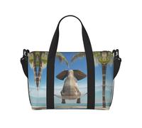 Crossbody Travel Bag Tropical Swing Elephant Printed Tote Bag Suitable for Short Trips and Gym Workouts