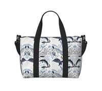 Crossbody Travel Bag Turtle Octopus Pattern Ocean Theme Printed Tote Bag Suitable for Short Trips and Gym Workouts