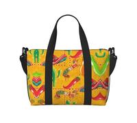 Crossbody Travel Bag with Cactus and Chilli Hat Travel Bag Single Shoulder Duffel Bag Gym Fitness Weekend Bag Black One Size, Black, One Size