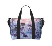 Crossbody Travel Bag Wolves Family Printed Tote Bag Suitable for Short Trips and Gym Workouts