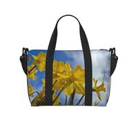 Crossbody Travel Bag Yellow Daffodil Printed Tote Bag Suitable for Short Trips and Gym Workouts
