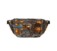 Crossbody Waist Pack - Adjustable, Exquisite Exquisite Architecture Pattern, and Wear-Resistant for Travel and Sport