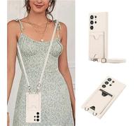 Crossbody Wallet Case for Samsung Galaxy S24 with Card Holder, Removable Shoulder Lanyard Strap Soli White S24 Ultra