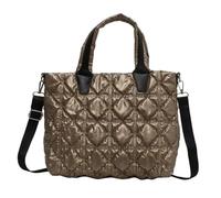 Crossbody Women's Bag Shiny Solid Casual Nylon Large Capacity Handbag Quilted Padded Travel Shopper For Travel Shopping Work(Gold)