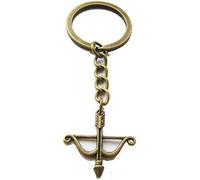 Crossbow Keychain Bow and Arrow Key Chain Arrow Keyring Boho Keychain Archer Gift Crossbow Bow Jewelry Archery (Bow and Arrow 2.5x2.6) (Ancient Bronze)
