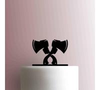 Crossed Axes - Acrylic Cake Topper 6 Inch Width/Red