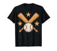Crossed Baseball Bats Ball Stars Sport Graphic Value Graphic T-Shirt