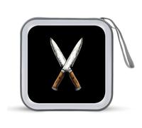 Crossed ChefKnives Portable Zipper CD Case 40 Capacity DVD Collection Holder for Car Office Home Travel