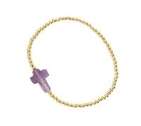 Crossed design with gold beads and elastic cord for fashion forward looking for style and spirituality