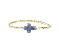 Crossed design with gold beads and elastic cord for fashion forward looking for style and spirituality