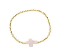 Crossed design with gold beads and elastic cord for fashion forward looking for style and spirituality