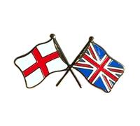 Crossed England StGeorge and Union Jack flags enamel England pin badge 2 x pin clips