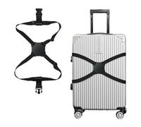 Crossed Figure Eight Luggage Strap for Suitcase Travel Bag Duffel Bag Carry On with Elastic Band and Quick Release Fastening (Black)