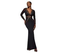 Crossed front split dress in lurex for women Goddiva Maxi Noir 40