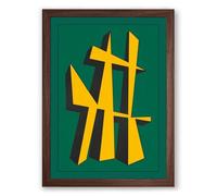Crossed Geometry Geometric Framed Wall Art Print A1 (84.1×59.4cm) Walnut, Wall Decor for Living Room, Bedroom, Office & Home, Ready to Hang, Art Gift