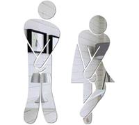 Crossed Legs Funny Bathroom Sticker, Restroom Door Accessories Symbol Sign Mirror Set for Home Office and Work, Fashion Removable Man Woman Washroom WC Sticker Toilet Lid Decals