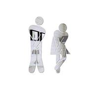 Crossed Legs Funny Bathroom Toilet Restroom Door Accessories Symbol Sign Mirror Set for Home Office and Work,Fashion Removable Cute Man Woman