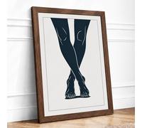 Crossed Legs Minimalist Framed Wall Art Print A1 (84.1×59.4cm) Walnut, Wall Decor for Living Room, Bedroom, Office & Home, Ready to Hang, Art Gift