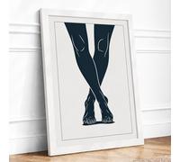 Crossed Legs Minimalist Framed Wall Art Print A1 (84.1×59.4cm) White, Wall Decor for Living Room, Bedroom, Office & Home, Ready to Hang, Art Gift