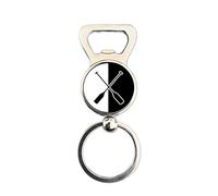 Crossed Oars Bottle Opener Keyring - Monochrome Rowing Gift for Rowers, Boaters & Crew | Stylish Half Black Half White Design | Metal Key Ring for Rowing Fans, Coaches & Boat Club Members